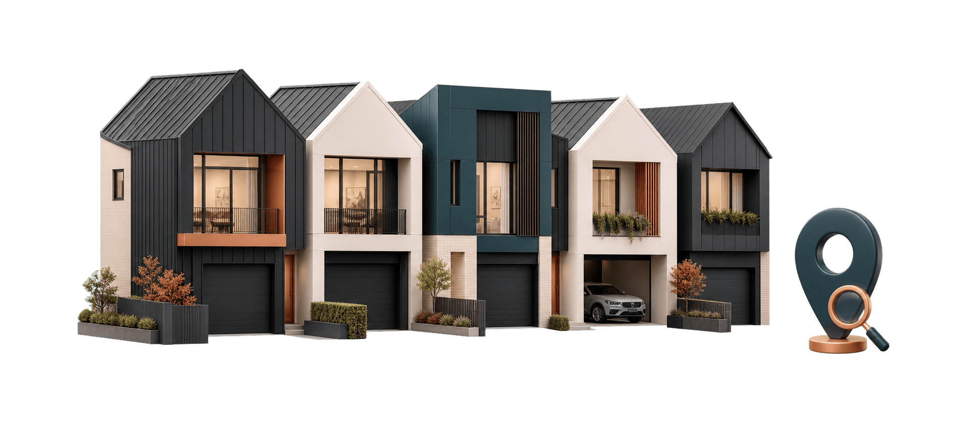 Illustrated Canterbury new townhouses with shared access